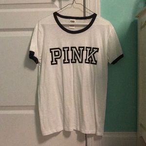 white PINK short sleeve shirt